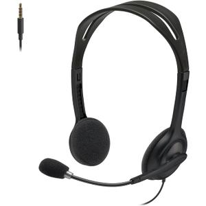 Logitech H111 Wired Headset, Stereo Headphones with Noise-Cancelling Microphone, 3.5 mm Audio Jack, PC/Mac/Laptop/Smartphone/Tablet - Black