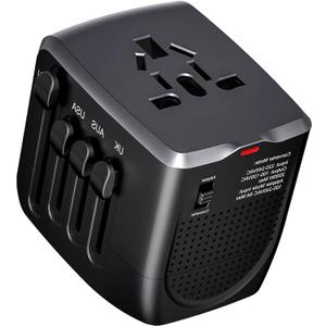 International Travel Adapter Voltage Converter to Step Down 230V to 120V for Hair straighteners, laptops, Cell Phones, Power converters from USA to UK, Europe, Australia Over 200 (Black)