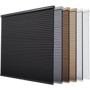 Persilux Custom Blackout Cellular Window Shades for Home, Cordless Window Blinds, Honeycomb Blinds for Windows (Black, 35" W x 64" H) Thermal Insulated Room Darkening Cellular Blinds & Shades