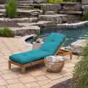 Arden Outdoor Plush Modern Tufted Chaise Cushion, 76 x 22, Rain-Proof, Fade Resistant, Tufted Cushion for Chaise Lounger Lake Blue Leala