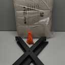 LUE BONA Ottoman Foot Stool Vanity Stool, Square Linen X-Leg Foot Rest Ottoman Makeup Stool, Small Stool Chair for Vanity, Modern Padded Vanity Seat for Makeup Room, Living Room, Bathroom, Linen Color