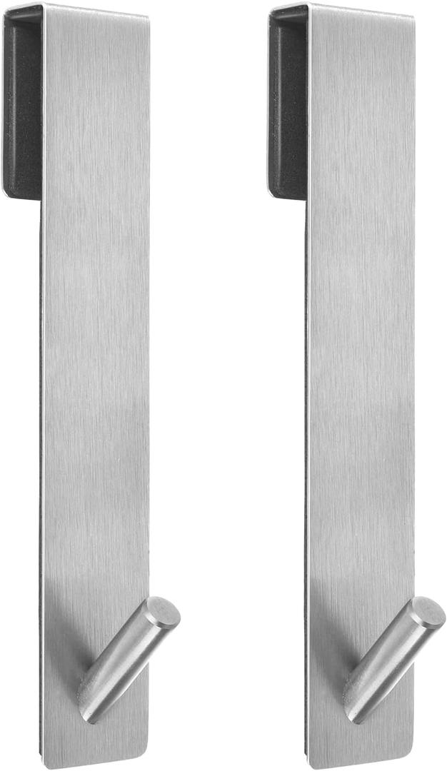 Shower Door Hooks(7.5 Inch),Extended Over Door Hooks for Bathroom Frameless Glass Shower Door,Stainless Steel Towel Hooks,Heavy Duty Rack Hooks for Robe,Towel-2 Pack-Silver