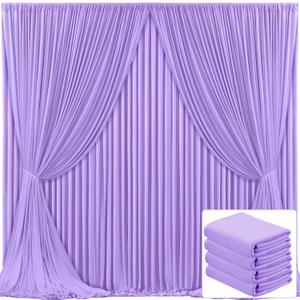 4 Panels Lavender Backdrop Curtain for Parties Wedding Light Purple Wrinkle Free 20ft x 10ft Backdrop Drapes for Baby Shower Birthday Party Photo Photography Polyester Fabric Background Decoration