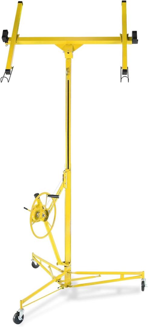 Drywall Lift, 150lb Drywall Lift Jack with Wheels - 11FT Adjustable Steel Sheetrock Hoist for Ceiling & Wall Installation - Heavy Duty Panel Lifter for Pros & Homeowners