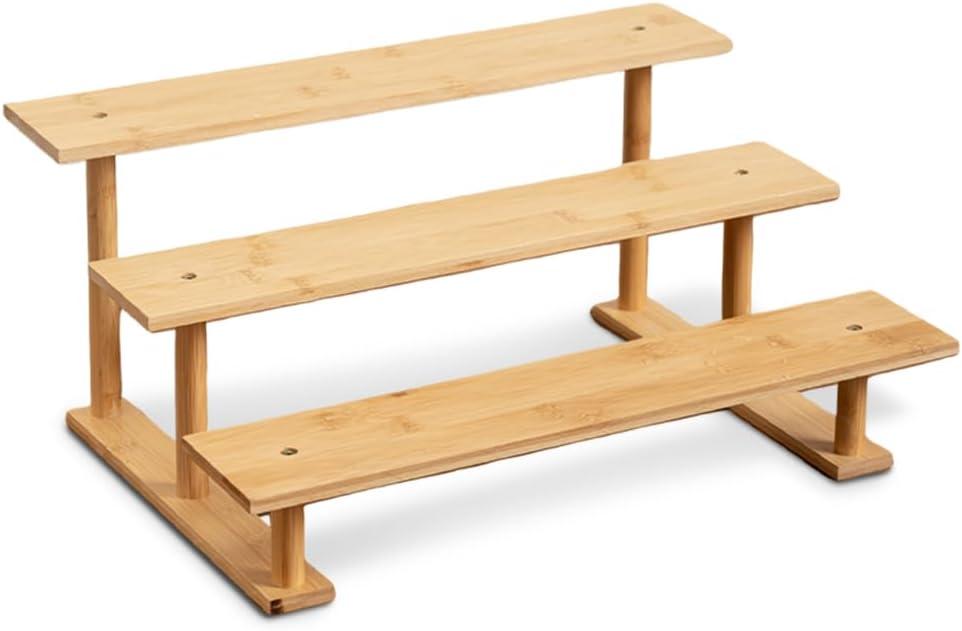 CROISSANT Bamboo and Wood 3 Tier Cupcake Stand, Food Display Risers for Party , Statues and Lego Displays, Cologne Stand, Perfume Display Stand3 Tier1Pack