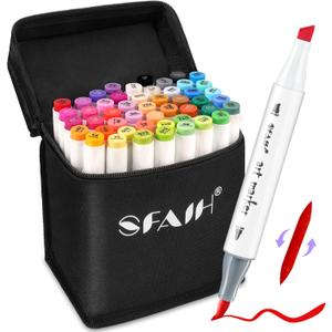 SFAIH 49 Colors Alcohol Markers for Adult Coloring BooksDual Tip (Brush & Chisel), Art Markers for Artist Drawing Illustration Sketching, Relaxing Coloring Supplies for Stress Relief, Me-Time Gift