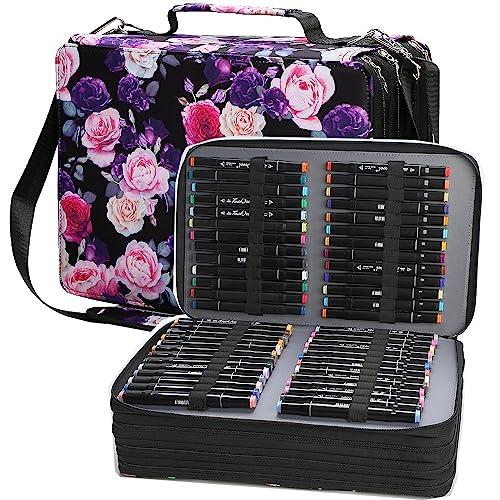 New 224 Slots Marker Case Lipstick Organizer-Canvas Markers Holder Marker Organize for Markers Art Sketch Marker, Paint Markers, Paint Brushes, Colored Pencils or Other Art Supplies (Rose, 224 Slots)