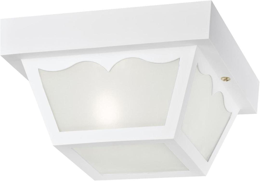 Westinghouse 6697500 Traditional One-Light Outdoor Flush-Mount Fixture, White Finish on Polypropylene, Frosted Glass Panels