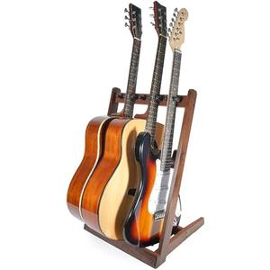 Musbeat Multi Guitar Stand, Black Walnut Wood Multiple Guitar Stand for 2 Acoustic, 3 Electric or 3 Bass, Hardwood Instrument Rack for Men, Wooden Floor Acoustic Rack for Home Decor, Studio Display