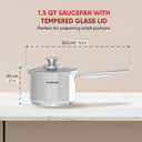 SUNHOUSE  1.5 Quarts Stainless Steel Sauce Pan with Lid - PFOA-FREE, Stainless Steel Sauce Pan, Advanced Impact Bonding Induction Base, Stay-Cool Handle, Compatible with All Cooktops