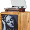 DGWJSU Solid Wood Vinyl Record Storage Box Holds Up To 120 Records, Record Storage Display Window (7″/10″/12″), For Music Corners, Display Collections, Vinyl Storage, Home Theaters, Living Rooms