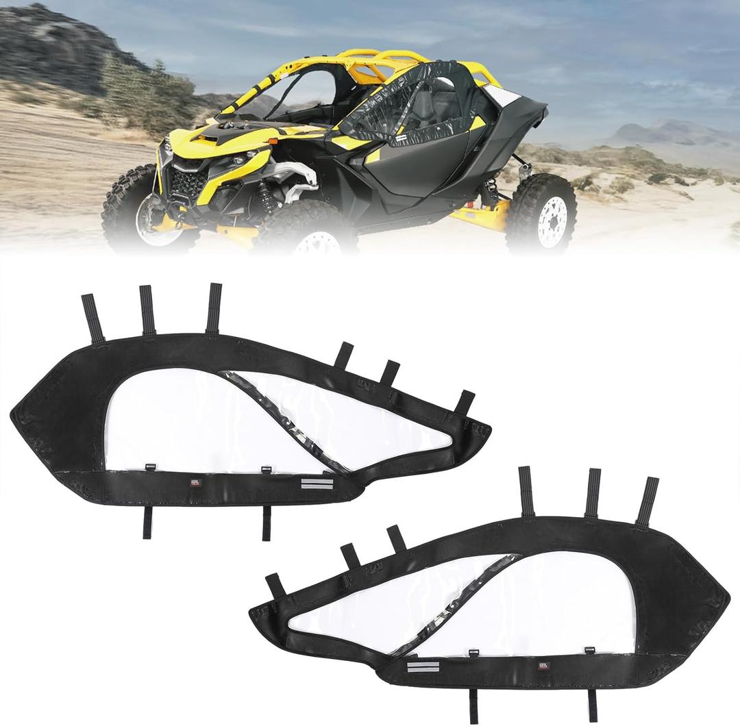 KEMIMOTO Maverick R Soft Upper Doors Compatible with Can-Am Maverick R 2024 2025, Enclosures New Zippers Water-Resistant Soft UTV Cab Enclosure Upper Windows Replace #715007182, 715007372