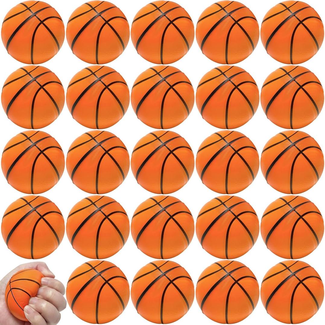 30PCS Large 2.5inch Squeeze Basketball Ball,Stress Sports Ball,Mini Foam Balls Anxiety Stress Relief for Basketball Party Favor Decoration Sports Theme Game Kids Prizes