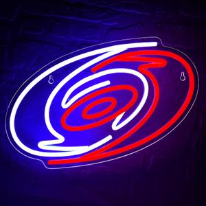 Ice Hockey Neon Sign Wall Decor Sports Neon Sign for Man Cave Hockey Player LED Light for Garage Decor Dormitory Bar Club Shop Wall Great Birthday Gift for Carolina Fans(ZKXD158) (Red and Blue Carolina)