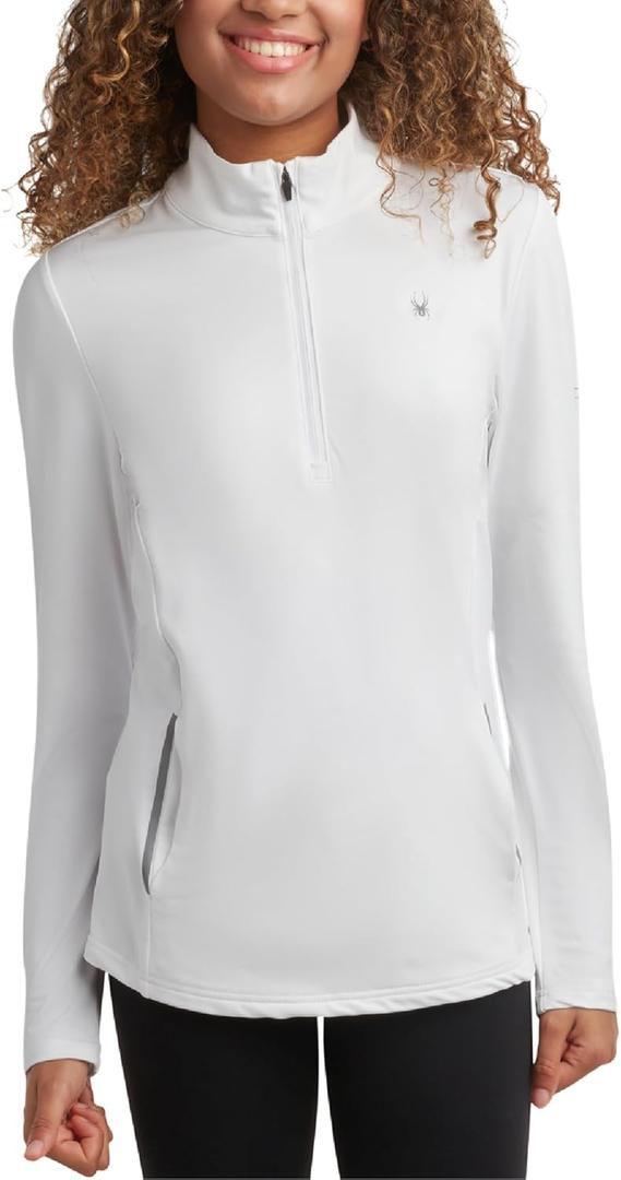 Spyder Womens Quarter Zip Pullover - Performance Fleece 1/4 Zipper Mock Neck Sweatshirt - Athletic Quarter Zip Pullover Women (Large, White)
