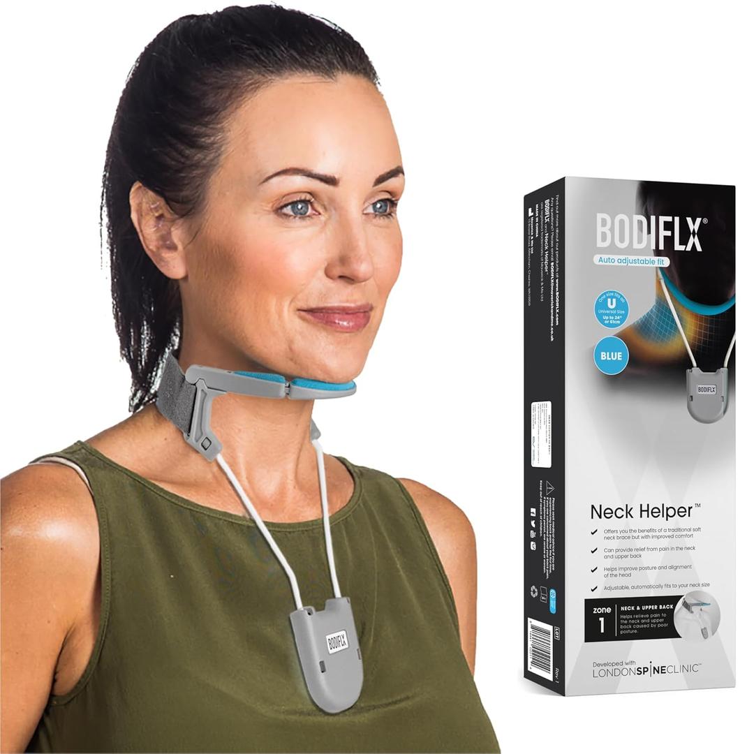 Neck Helper, New Generation Auto Size Adjustment, Revolutionary Cervical Support Brace for Cervical Pain, Discreet & Lightweight Cervical Collar (Blue Univeral Size)
