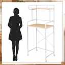 CroBlissful 2 Tier Mini Fridge Stand with Storage with Wheels, Microwave Stand with Storage, Multi Purpose Organizer Shelf for Dorm, Kitchen, and Office(White, 17.7" d x 27.5" w x 60.2" h)