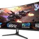 34 Inch Ultrawide Curved Gaming Monitor - WQHD 3440x1440p, 165Hz, 120% sRGB, FreeSync, VESA Mountable (DP&HDMI Cable Incl.) - Immersive PC Monitor for Gamers & Professionals, Black