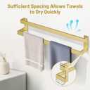 Double Towel Bar,Towel Rack for Bathroom Stainless Steel Wall-Mounted Bathroom Hardware Brushed Gold 24 Inch Bathroom Accessories