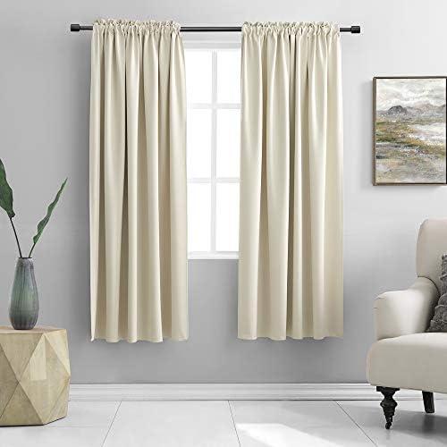 DONREN Cream Beige Room Darkening Curtains for Bedroom 42 x 63 Inch Length Thermal Insulated Rod Pocket Curtains,1 Pair