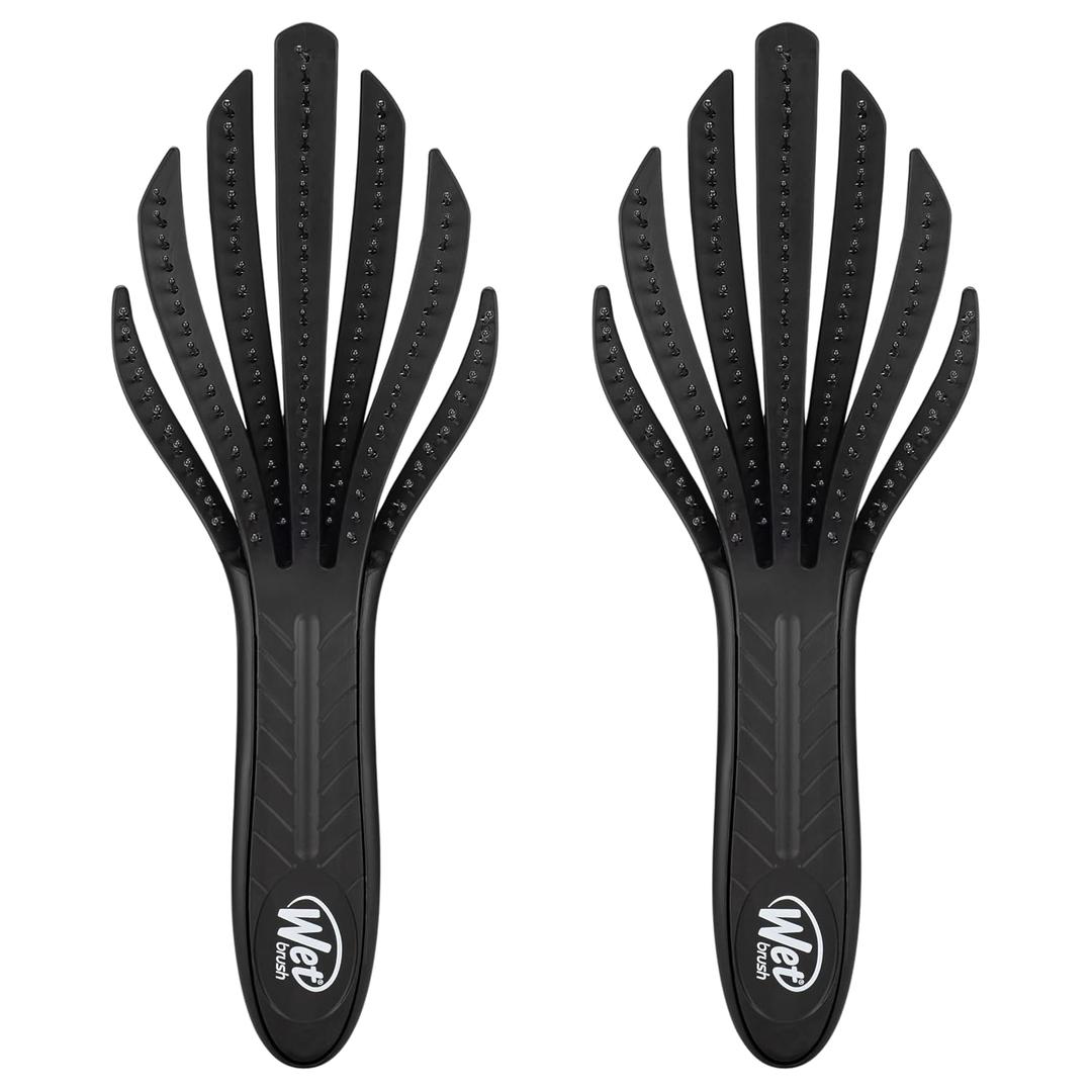 Wet Brush Go Green Curl Detangler Hair Brush - Black - Ultra-Soft IntelliFlex Detangling Bristles Glide Through Tangles with Ease - Great For Curly Hair - No Split Ends & Pain-Free (Pack of 2)