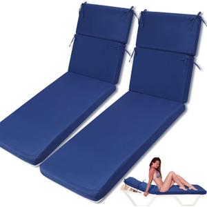 SmoothNovelty 2 Pcs Indoor Outdoor Chaise Lounge Cushions Sponge Bench Outdoor Furniture Chaise Cushions Patio Chair Furniture Replacement (Dark Blue), 72 inches x 21 inches