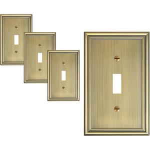 4-Pack Single Toggle Light Switch Cover Plate, Durable Solid Zinc Alloy Decorative Switch Plate Covers, Antique Brass 1 Gang Wall Plate, Corrosion Resistant