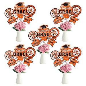 90PCS Graduation Party Decorations Congrats Grad Table Centerpiece，Graduation Table Decorations，Congratulate Graduation Centerpiece Sticks Table Toppers for Graduation Party(Orange）