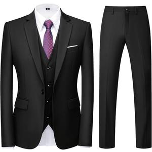 Mens Suits Regular Fit 3 Piece Tuxedo Blazer Jacket Vest Pants Formal Suit Set for Men Wedding Prom Casual (Black, M)
