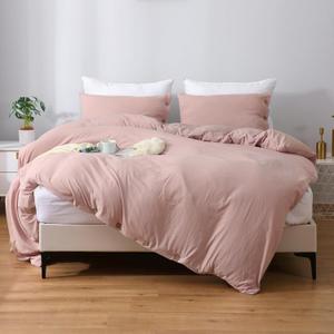 APSMILE Burnished Lilac Duvet Cover Set Twin Size, 2 Pieces with 1 Duvet Cover 68x90 Inches and 1 Shams (No Comforter), Soft Brushed Washed Cotton-Like Duvet Cover with Button Closure