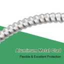 200FT 8/2 Metal Clad (MC) Cable with Ground, 8 Gauge Electric Wire with Aluminum Armor, Solid Bare Copper Conductors for Indoor Outdoor Underground Embedded Installation (8/2, 200 ft)