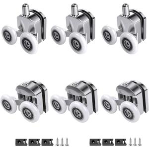 23mm Shower Door Roller 6Pcs Shower Door Rollers Replacement with Anti Collision Block and Screws for 4-6mm Glass Door