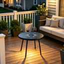 Meluvici Outdoor Side Table, 19.7" Round Solar Coffee Table with LED Lights, Waterproof Metal Patio End Table for Garden, Backyard, Balcony, Deck, Patio Furniture, 14.6"x19.7"