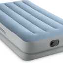 Intex 64157E Dura-Beam Plus Mid-Rise Air Mattress: Fiber-Tech  Twin Size  Built-in USB Electric Pump  14in Bed Height  300lb Weight Capacity