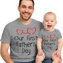 Tstars Our First Father's Day Dad and Baby Matching Outfits | New Dads Gift Adult Shirt and Infant Bodysuit (Dad X-Large / Baby 6M (3-6M))