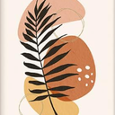  Panels Framed Canvas Print Wall Art Set Mid-Century Palm Leaf and Geometry Symbols Abstract Nature Modern Artwork Minimalist Multicolor for Home Decor - 24"x36"x2 Panels Black