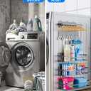 Multifunctional Magnetic Shelf for Washing Machine, Refrigerator, Microwave, and Any Metal Surface, Powerful Magnetic Shelves Include Magnetic Paper Towel Holder, Unique Hollow Design (5 pcs - Grey)