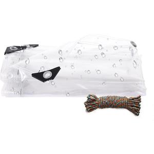 Clear Vinyl Tarp 4x8ft, Heavy Duty Waterproof PVC Tarpaulin with Grommets, 20 Mil Tear Resistant Clear Tarp for Patio, Greenhouse, and Outdoor Use