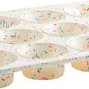 Trudeau Structured Silicone Muffin Pan, 12 Cup, Confetti/Fuschia