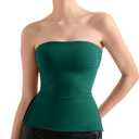 SUUKSESS Women Double Lined Going Out Trendy Tube Tops Side Split Sexy Tank Tops (X-Small, Deep Green)
