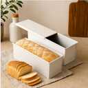 2-Pack Beige Pullman Loaf Pan with Lid, Long Nonstick Bread Pan for Toast & Sandwich Bread, Cream White Nonstick Loaf Pan, 3 Vented Holes & Ridged Design, Great for Baking Lovers and Home Use