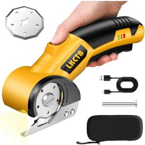 Electric Scissors, Cardboard Cutter, With LED Light, High-Efficiency Brushless Motor, 3500mAh Battery, Tungsten Steel Blade, Suitable for Cloth, Cardboard, Carpet Wire Rope Cutters Yellow