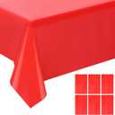 ZEBWAY 6 Pack Premium Disposable Plastic Tablecloth 54 X108 Inch Rectangle Solider Color Heavy Duty Table Cover for Dining Tables, Parties and Holidays Decorative (Red)