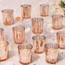 Votive Candle Holders Set of 24, Speckled Mercury Rose Gold Candle Holders for Wedding Centerpiece Table Decorations, Tealight Candle Holder for Party Bridal Shower Decor, Home Decor