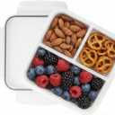 carrotez 3 Compartment Snack Container, Small Divided Food and Snack Container with Lids for Adults, Microwave Safe, BPA Free, Reusable, 2.4 Cup (570ml)