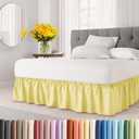Wrap Around Dust Ruffle Bed Skirt - Yellow - for King Size Beds with 12 Inch Drop - Easy Fit Elastic Strap - Adjustable Pleated Bedskirt w/Brushed Fabric - Wrinkle Free - for Women, Men, Kids & Teens
