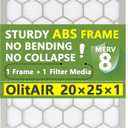 20x25x1 MERV 8 Air Filter,AC Furnace Air Filter,Reusable ABS Plastic Frame (Actual Size: 19 3/4" x 24 3/4" x 3/4")