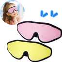 2 Pieces 3D Sleep Mask for Kids Memory Foam Contoured Eye Mask, Travel Sleep Eye Cover with Adjustable Strap, 3D Blindfolds(Pink and Yellow)