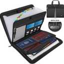 Andyer Fireproof Accordion File Organizer with Lock, Important Document Organizer Holder with Handle, 13 Pockets Expanding File Folder Binder, Portable Document Folder Storage for Business Travel (Black)