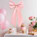 Large Pink Bow for Decorations Big Pink Ribbon Bows Banner Dcor Large Bow Wall Hanging Decor for Baby Shower Bow Themed Wedding Party Coquette Birthday Decorations